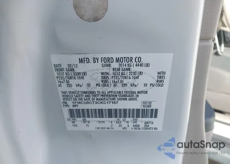 2012 Ford Escape Xls from USA, damaged, VIN 1FMCU0C73CKC17167